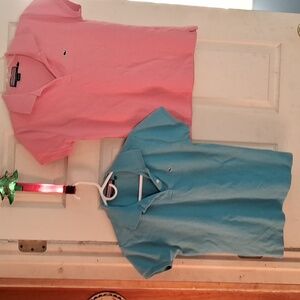 Vineyard Vines woman size small pink and blue polo shirts